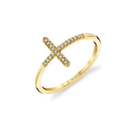 MICHAEL M 14K Yellow Gold Diamond Cross Ring